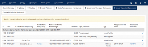 Import wyciągów bankowych z pliku